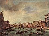 Grand Canvas Paintings - The Grand Canal, Looking toward the Rialto Bridge